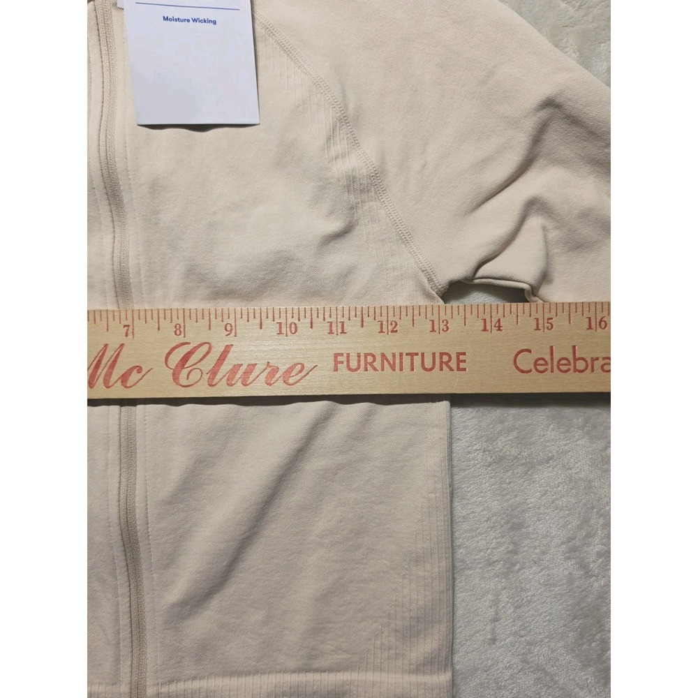 JoyLab NEW Cream Flexible Knit Activewear Cropped Zip Up Jacket | Women's XS - Picture 7 of 7